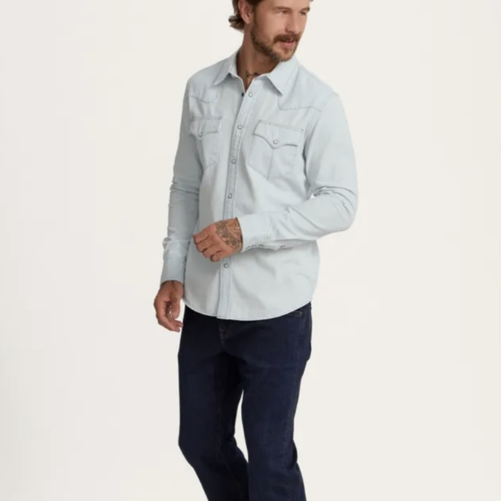 Light Wash Denim Snap Button Tecovas